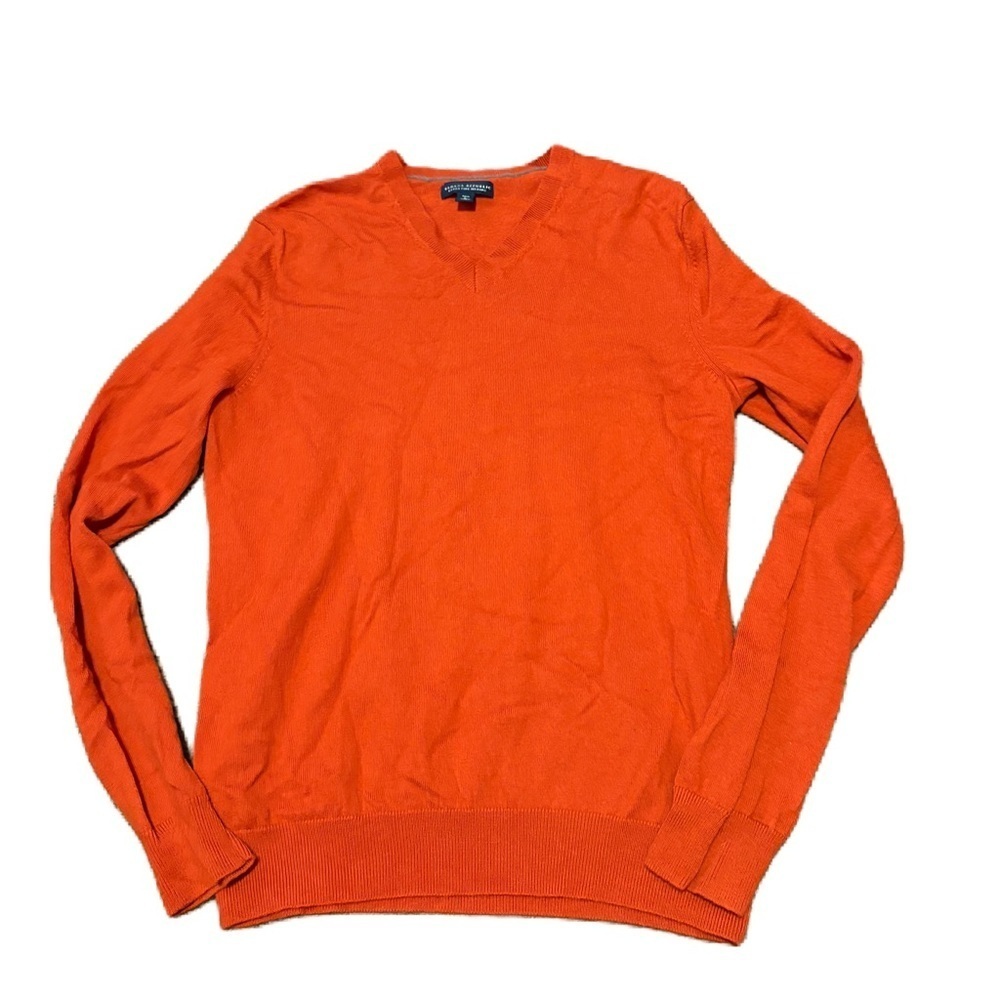 Banana Republic V-Neck Extra Fine Merino Wool Sweater Large Tall Men’s Orange